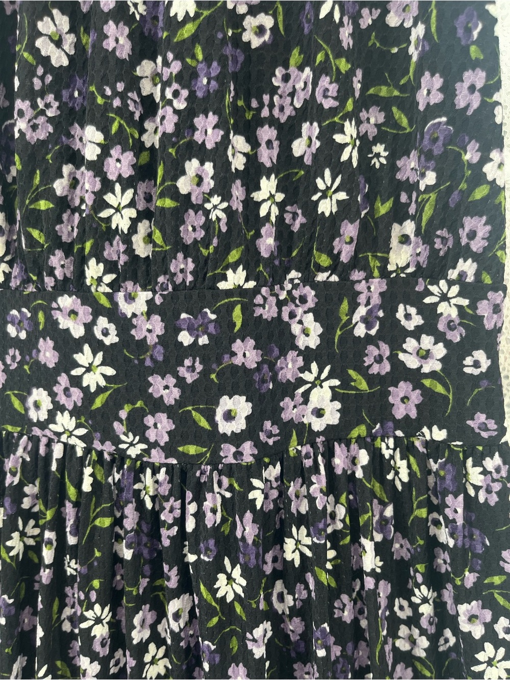 Michael Kors Floral Tiered Halter Dress Medium M Purple Black Ruffle Wedding Gst - Picture 7 of 15